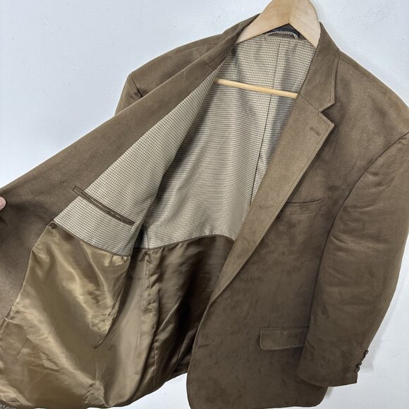 Chaps Ralph Lauren Men 50 R Brown Faux Suede Blazer Sports Coat - Picture 5 of 5